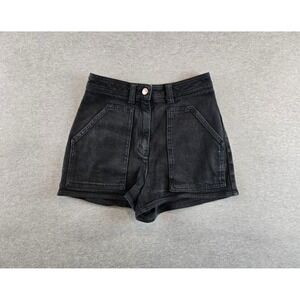 Aritzia Wilfred Free Shorts Womens 2  Black Modern Utility Denim High Rise‎ 2"